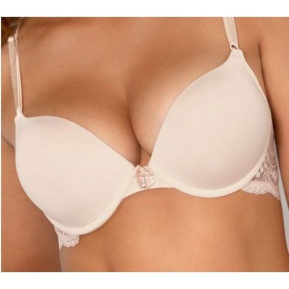 Smart & Sexy Style SA276 Women's 38C Push Up Bra In the Buff w/ Lace Wings  NWT - Picture 1 of 5